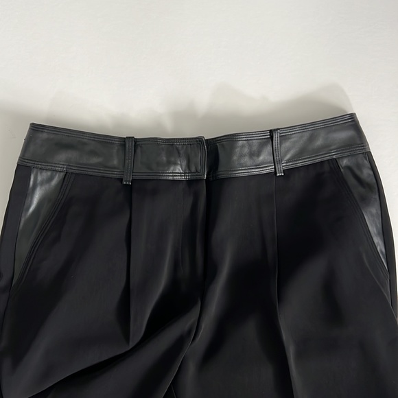 Ann Taylor Black Tuxedo Ankle Pants with Faux Leather Detail size 8 - Picture 8 of 9
